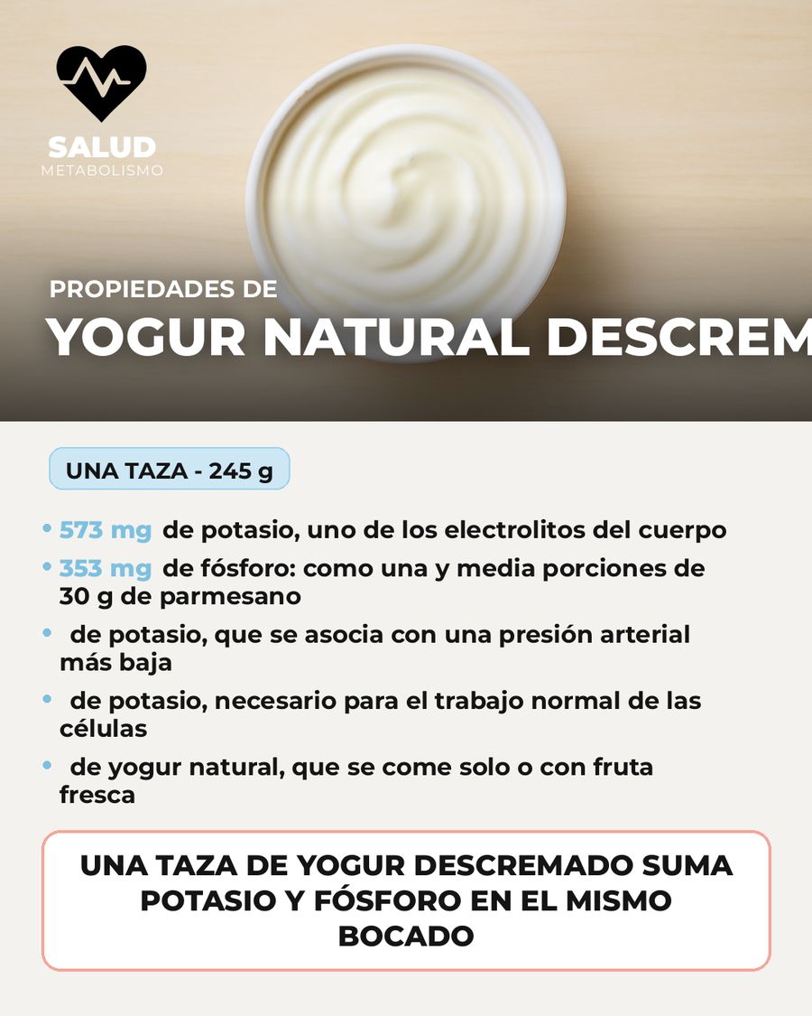 Yogur natural descremado: qué aporta una porción