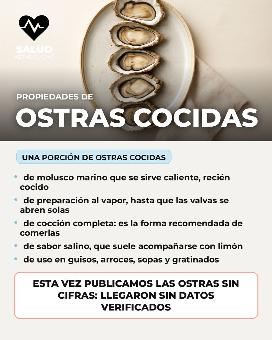 Ostras cocidas: qué aporta una porción
