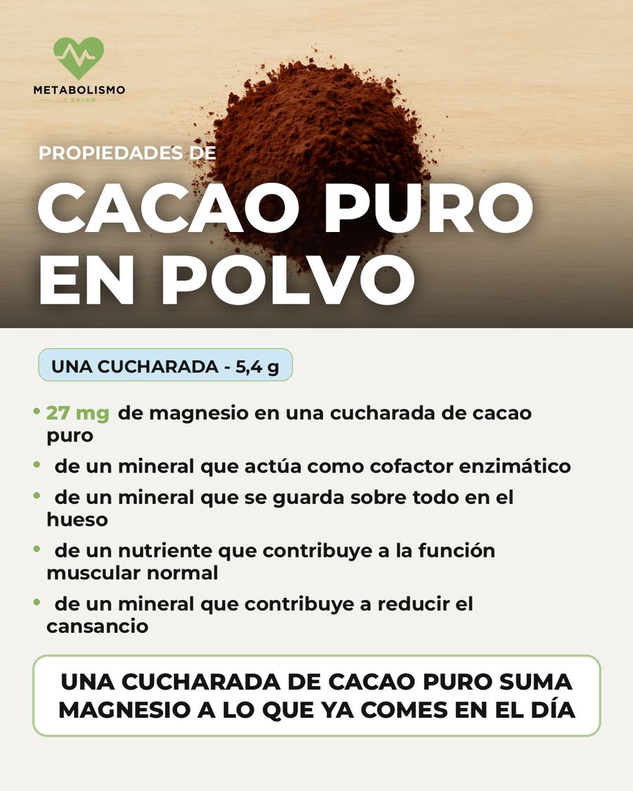 Cacao puro en polvo: qué aporta una porción