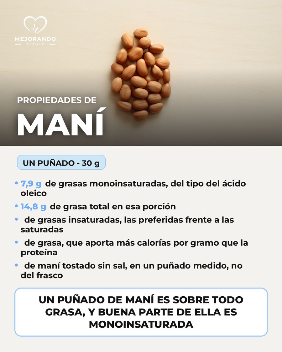 Maní: qué aporta una porción