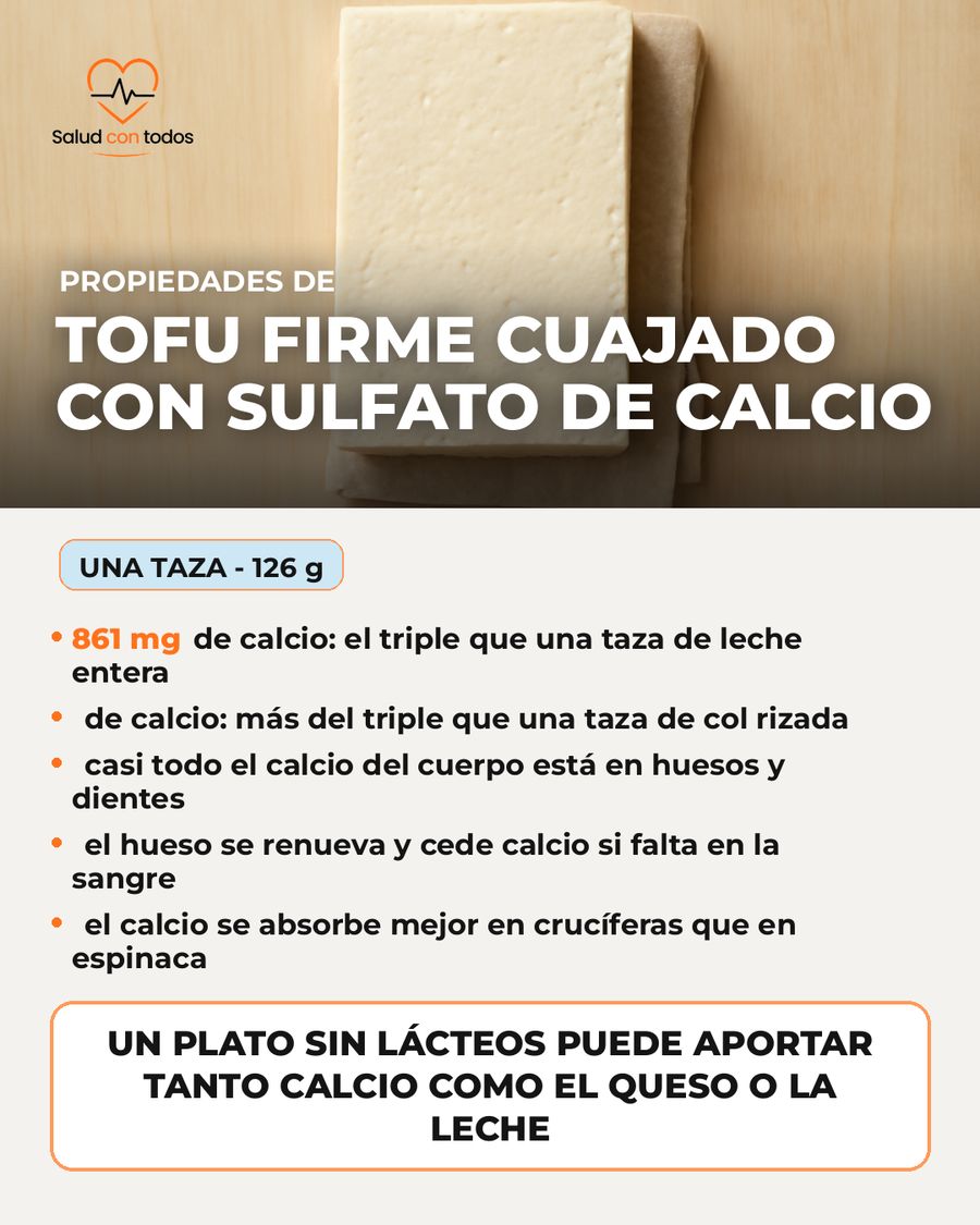 Tofu firme cuajado con sulfato de calcio: qué aporta una porción