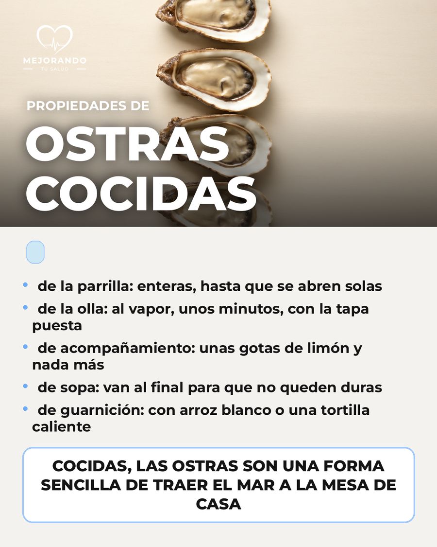 Ostras cocidas: qué aporta una porción