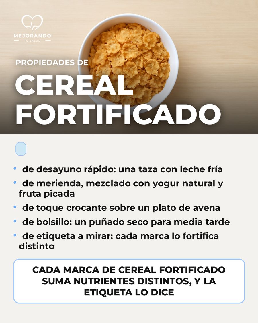 Cereal fortificado: qué aporta una porción