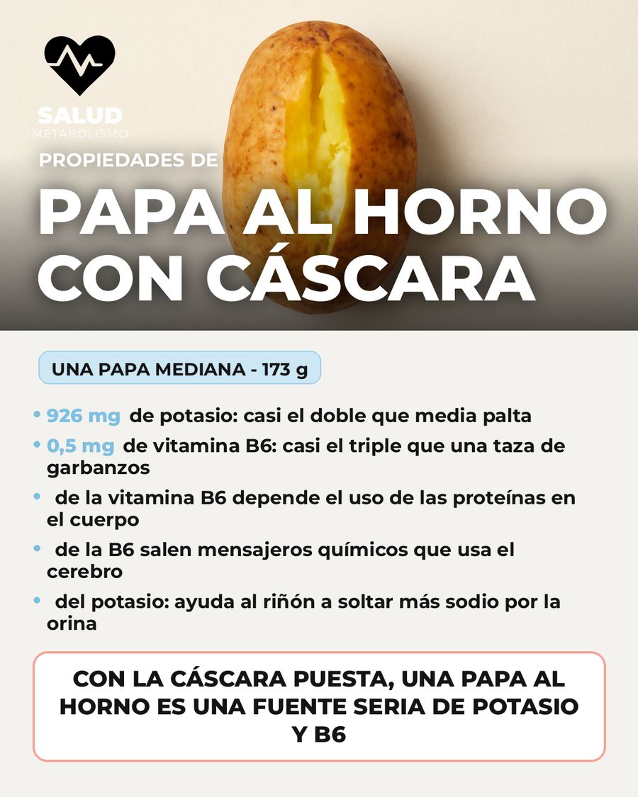 Papa al horno con cáscara: qué aporta una porción