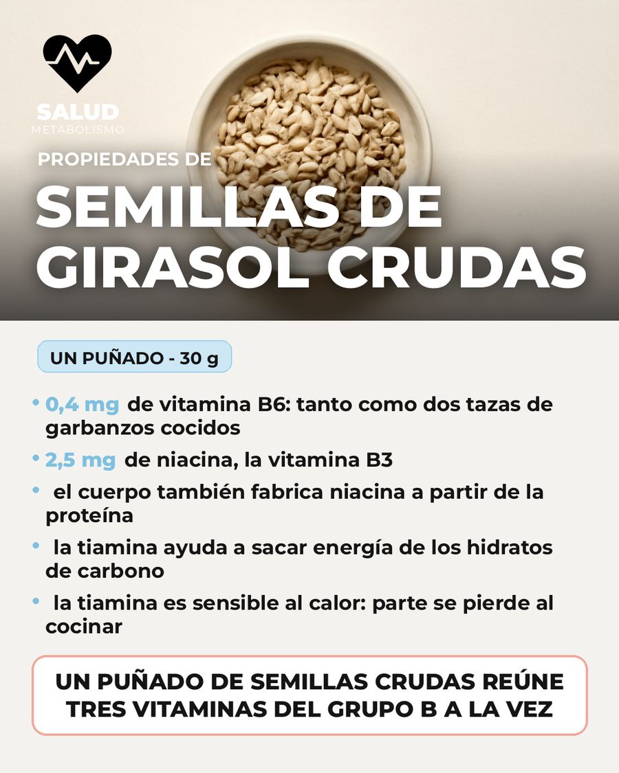 Semillas de girasol crudas: qué aporta una porción