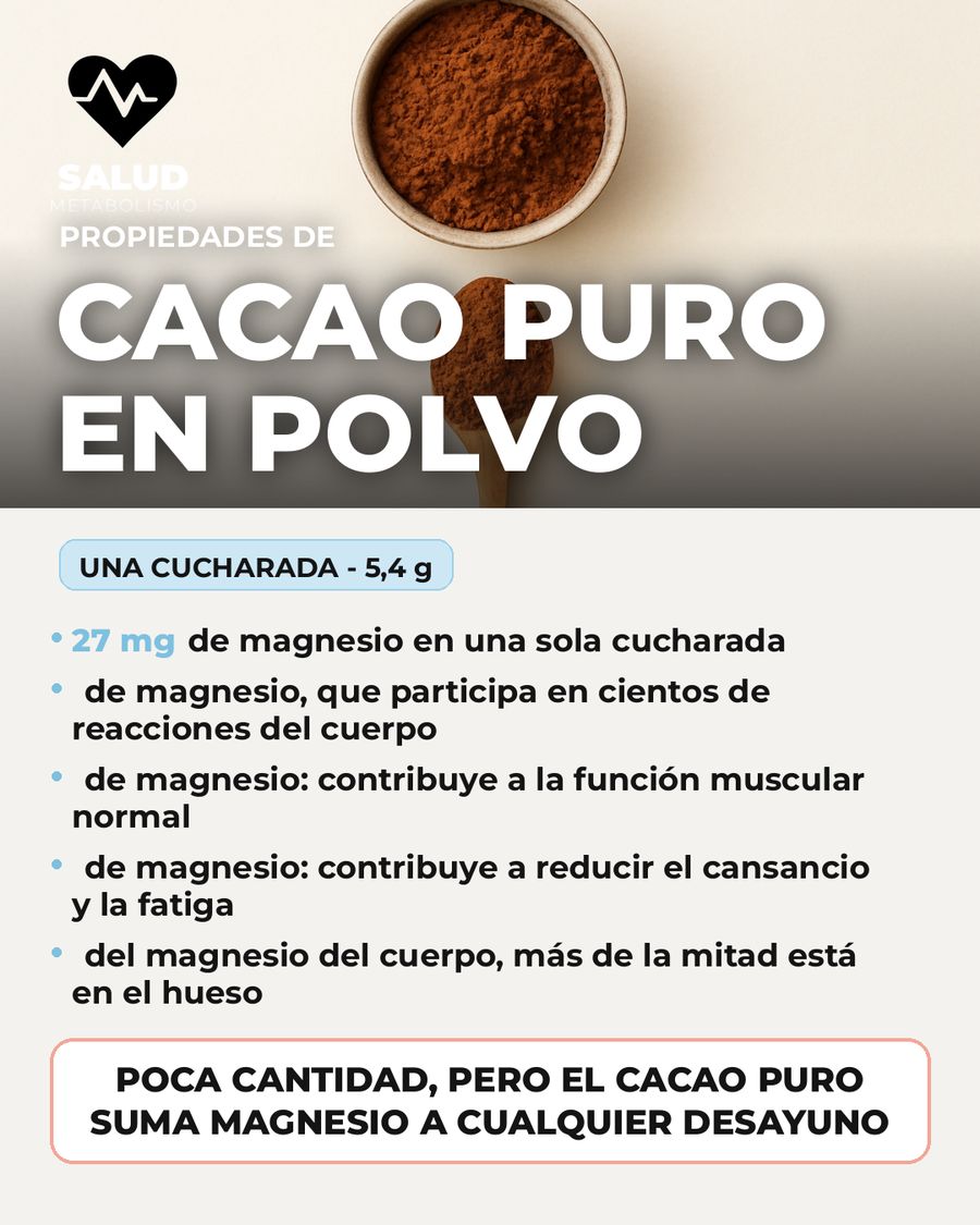 Cacao puro en polvo: qué aporta una porción