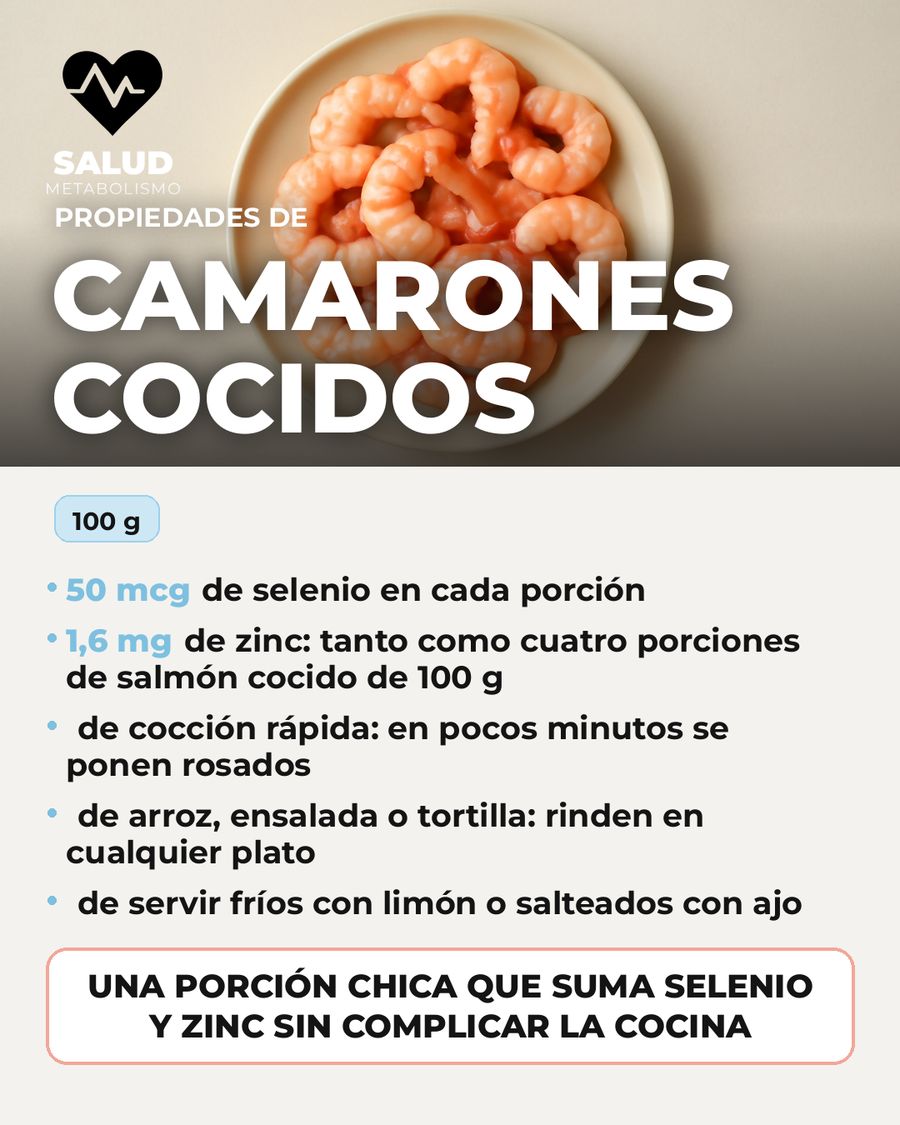 Camarones cocidos: qué aporta una porción