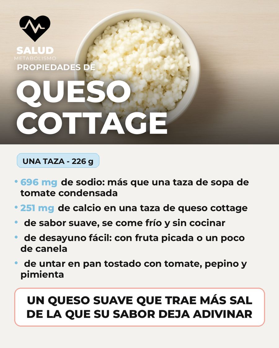 Queso cottage: qué aporta una porción