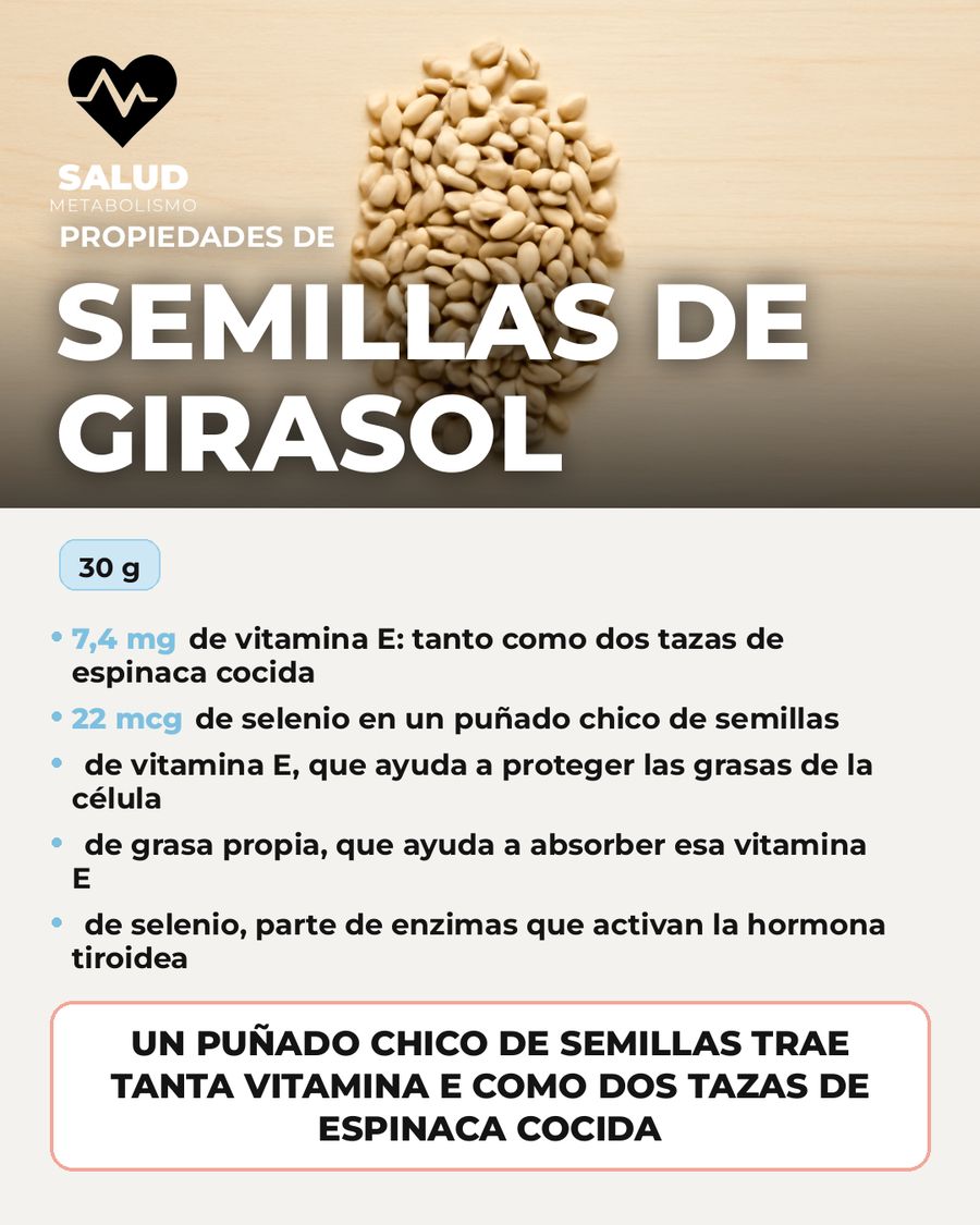 Semillas de girasol: qué aporta una porción