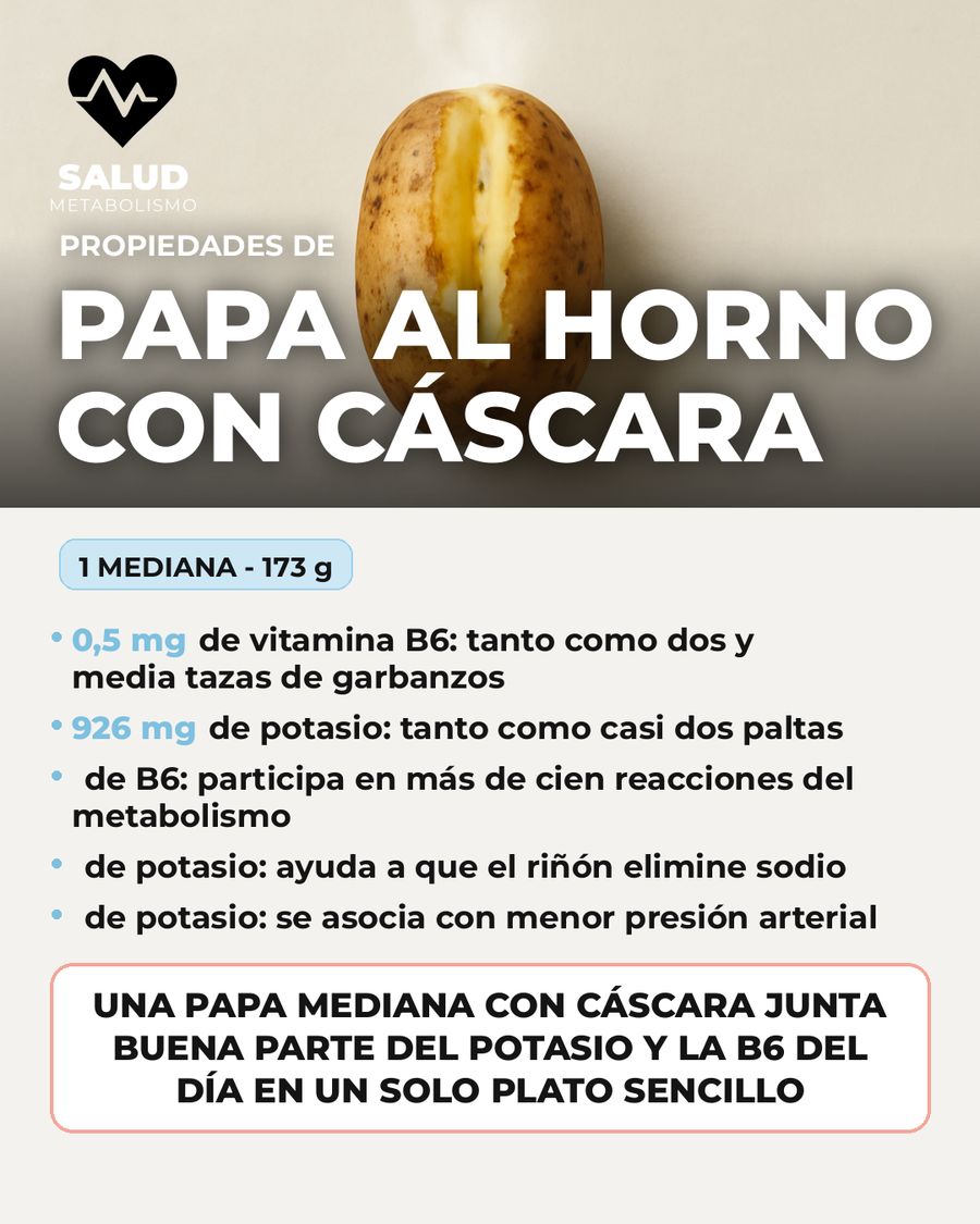 Papa al horno con cáscara: qué aporta una porción