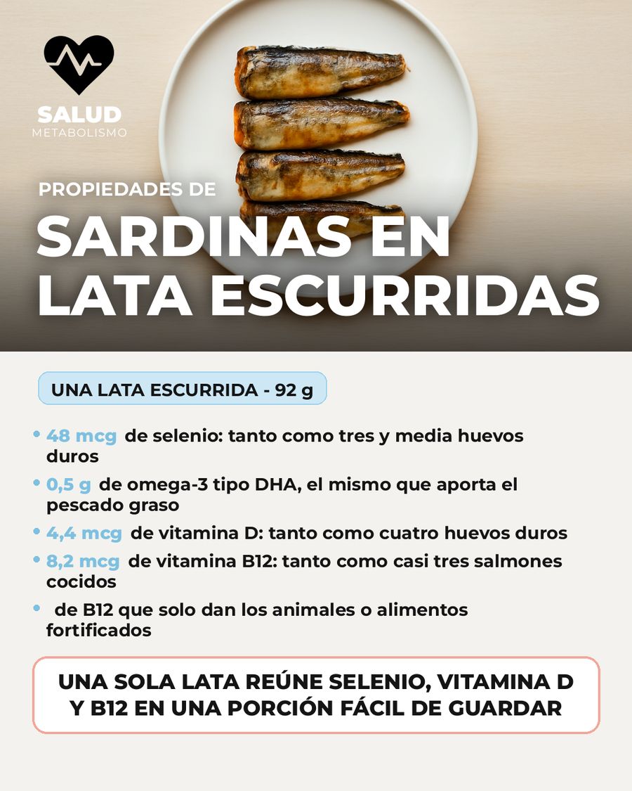 Sardinas en lata escurridas: qué aporta una porción